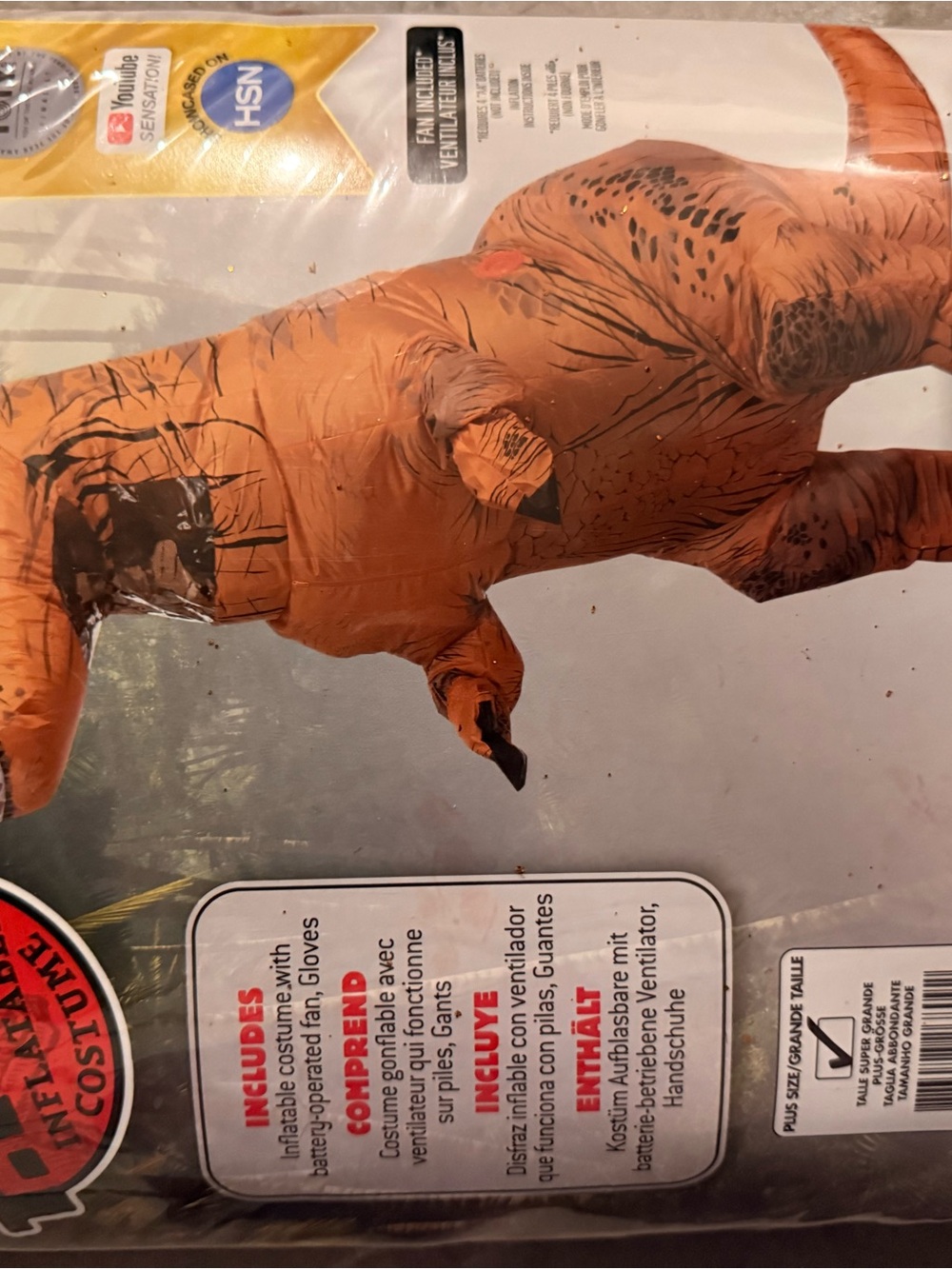 Inflatable Dinosaur Pet Costume - Orange